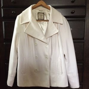 Old Navy Double Breasted Cream Wool Pea Coat
